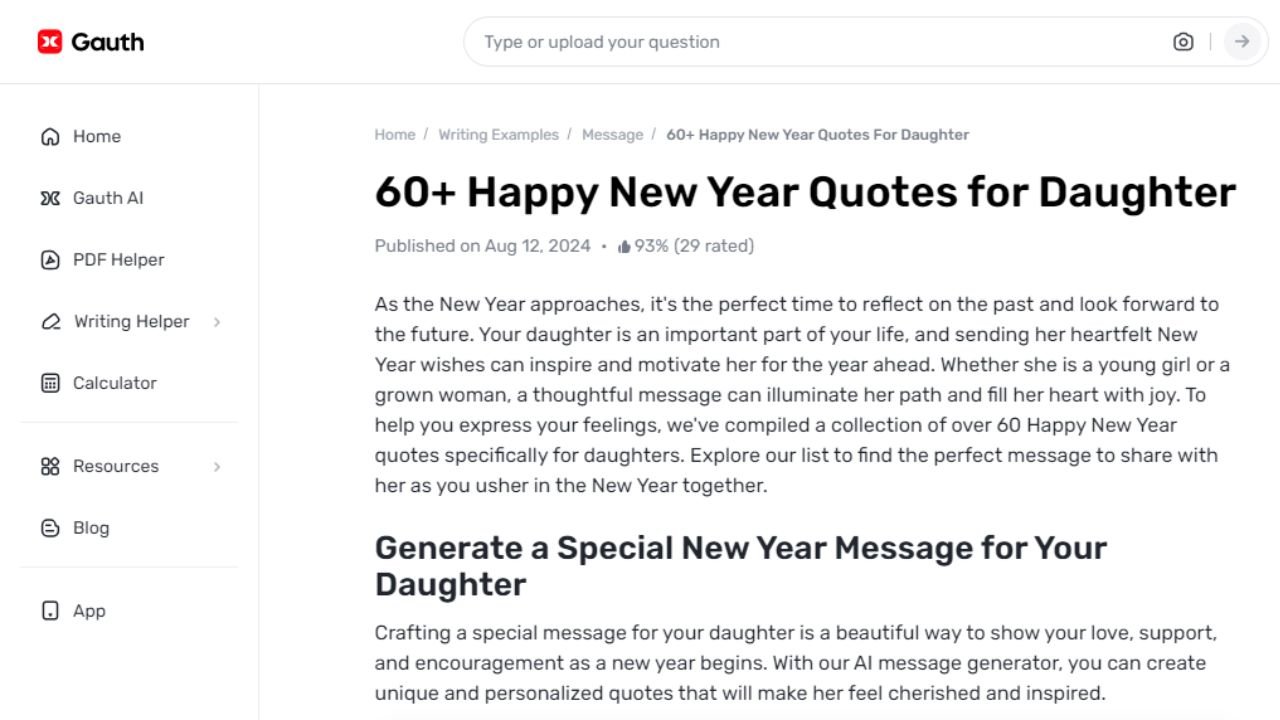 What Should You Know About Using Gauth to Generate New Year Wishes for Your Daughter?